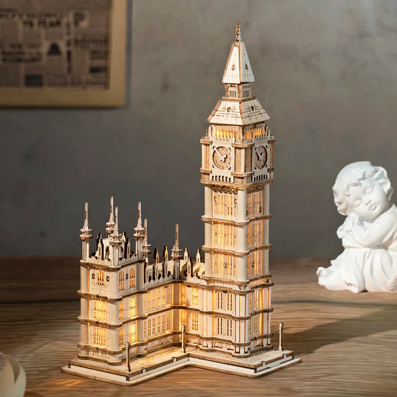 3D Wooden Building Puzzle Set – Big Ben, Tower Bridge & Pagoda Building Models