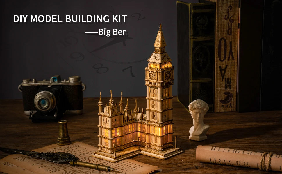 3D Wooden Building Puzzle Set – Big Ben, Tower Bridge & Pagoda Building Models