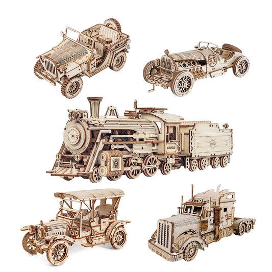 Vintage Transportation Wooden Model Puzzles - 1:15 Scale Building Kits