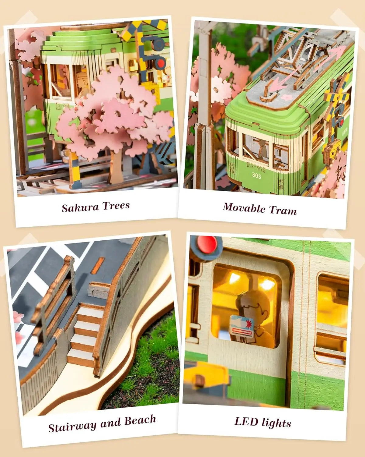 5D Sakura Trolley Wood Puzzle w/ LED Lights