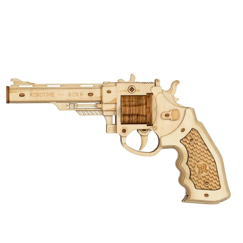 3D Wooden Rubber Band Gun Kit – Shotgun & Revolver Models | Interactive Puzzle Toys for Adults & Kids