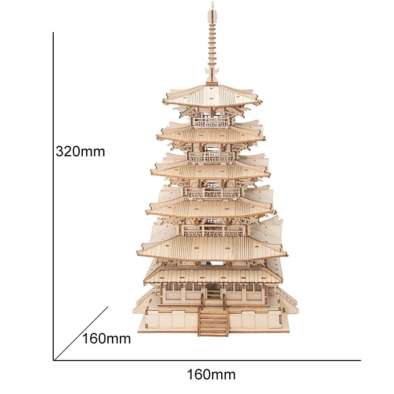 3D Wooden Building Puzzle Set – Big Ben, Tower Bridge & Pagoda Building Models