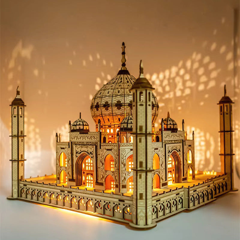 Wooden Taj Mahal 5D Puzzle with LED Lights – Build, Illuminate & Admire!