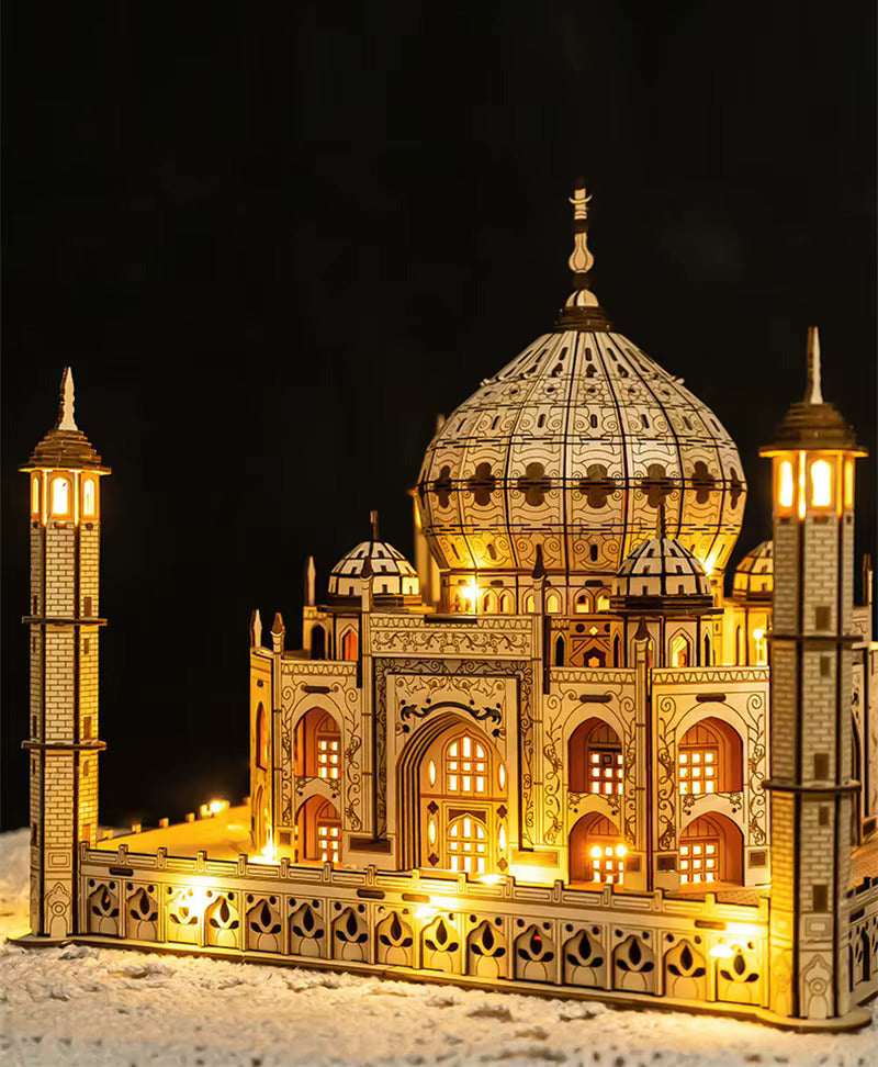 Wooden Taj Mahal 5D Puzzle with LED Lights – Build, Illuminate & Admire!