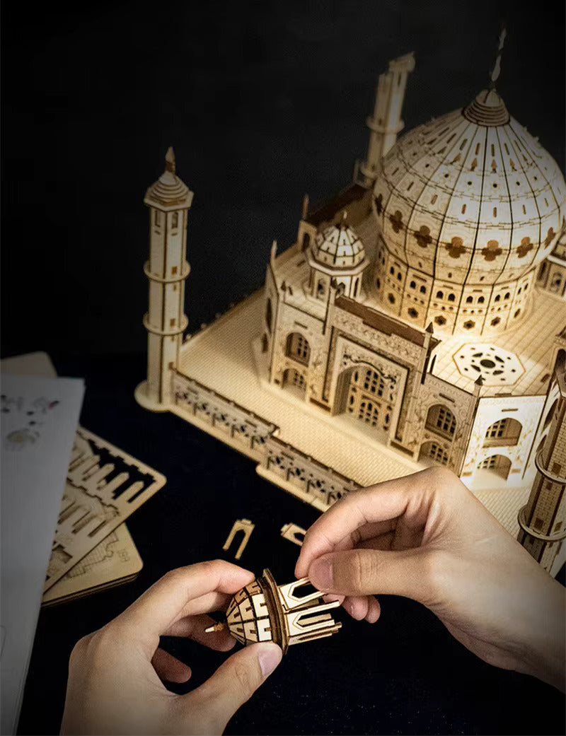 Wooden Taj Mahal 5D Puzzle with LED Lights – Build, Illuminate & Admire!